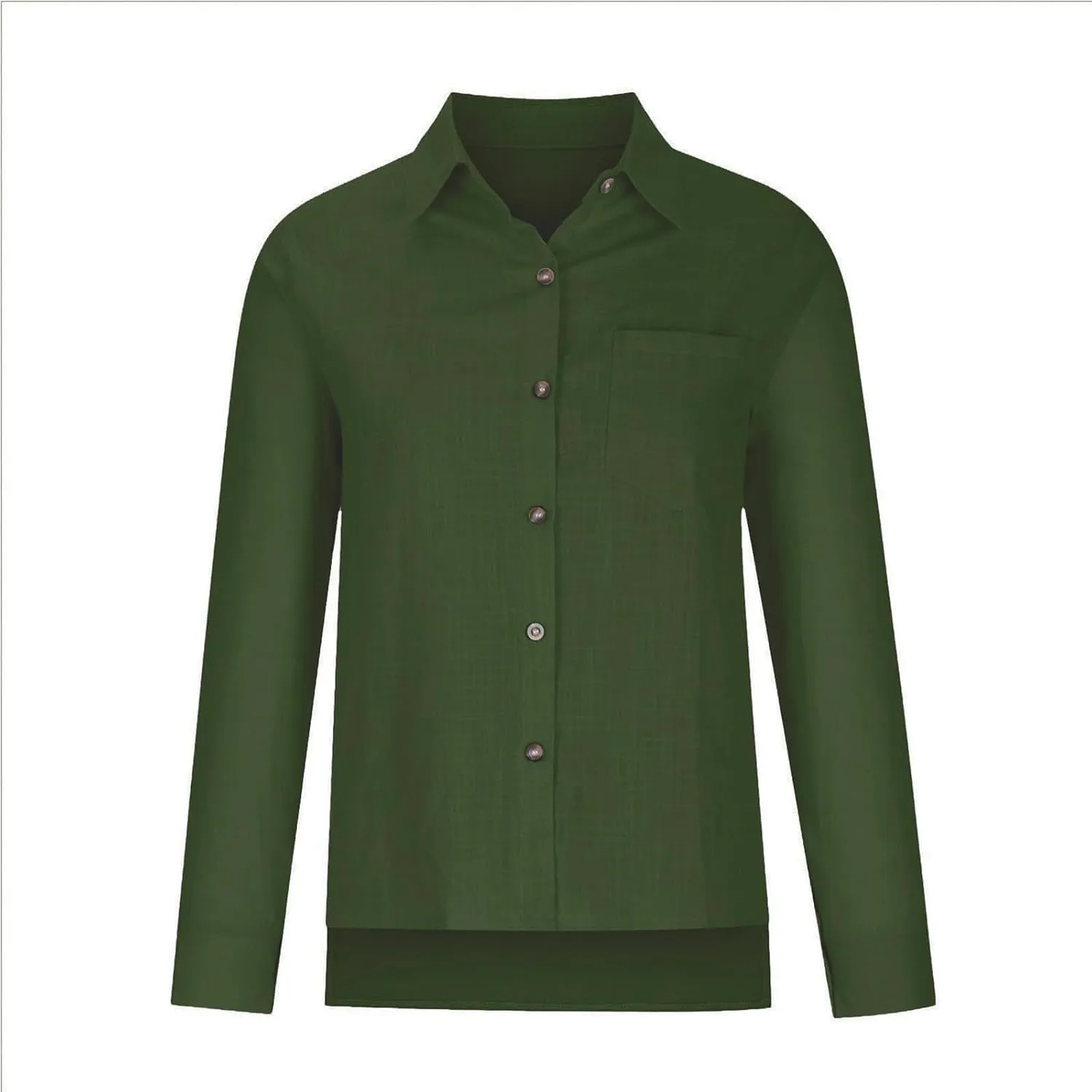 Womens Cotton Linen Button Down Shirt 2025 Fall Casual Long Sleeve Solid Color Shirts Loose Tops with Pockets
