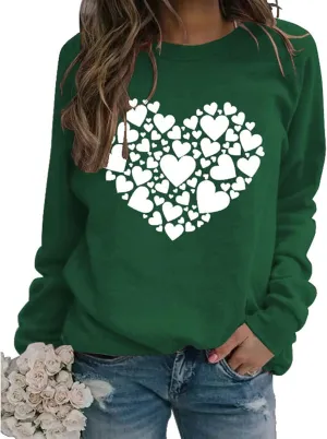 Womens Crewneck Sweatshirts Long Sleeve Casual Tops for Women 2024 Trendy Valentine's Day Sweatshirt Pullover Tops