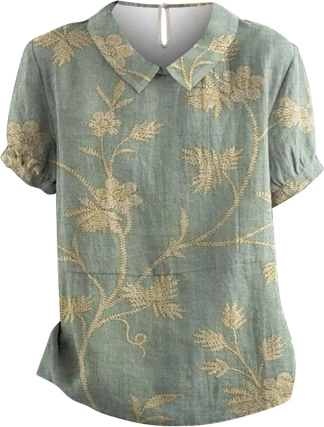 Womens Cute Autumn Tops and Blouses And Linen Loose Large Size Thin Lapel Shirt Short Long Sleeve Button Down Blouses