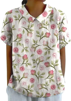 Womens Cute Autumn Tops and Blouses And Linen Loose Large Size Thin Lapel Shirt Short Long Sleeve Button Down Blouses
