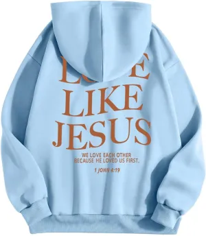 Womens Cute Pink Puff Hoodies Oversized Letter Print Graphic Hoodies for Women Teen Girls Long Sleeve Preppy Sweatshirt Daily Deals of The Day Prime Today Only, Large, A19-light Blue