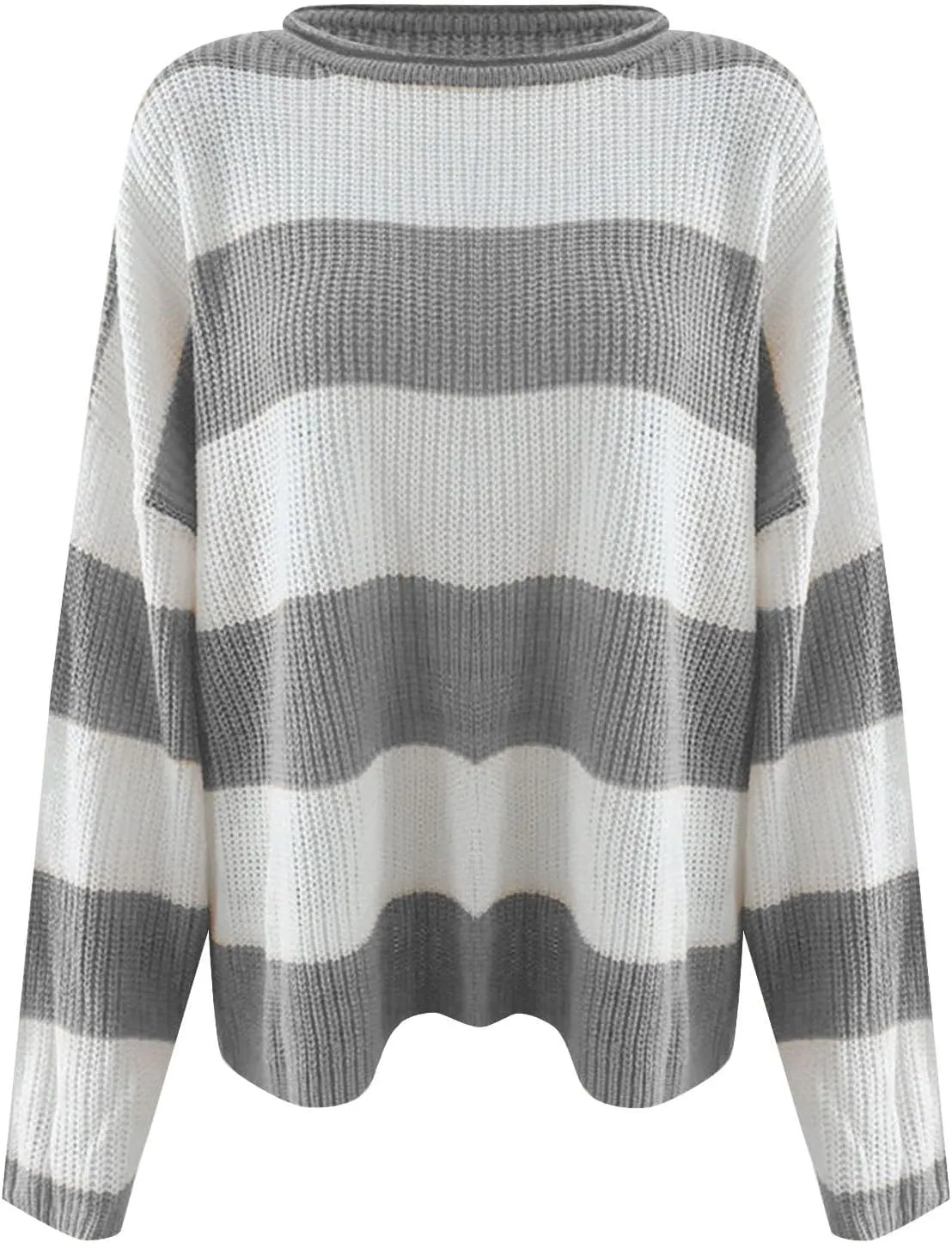 Women's Fall Long Sleeve Crew Neck Striped Color Block Comfy Loose Oversized Knitted Pullover Sweater 2025