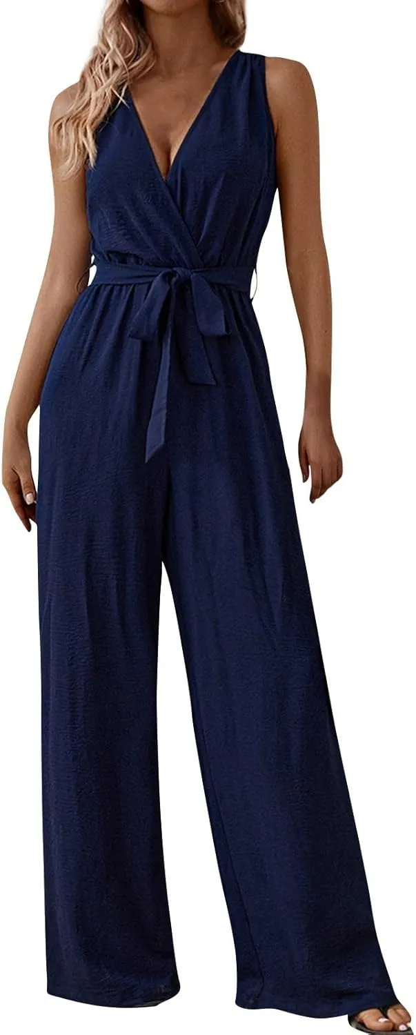Womens Fashion V Neck Jumpsuit Travel Petite Spring Jumper 1 Piece Outfits Comfortable Trending Romper