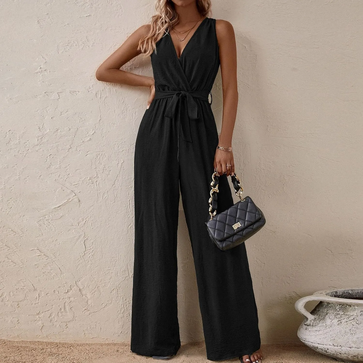 Womens Fashion V Neck Jumpsuit Travel Petite Spring Jumper 1 Piece Outfits Comfortable Trending Romper