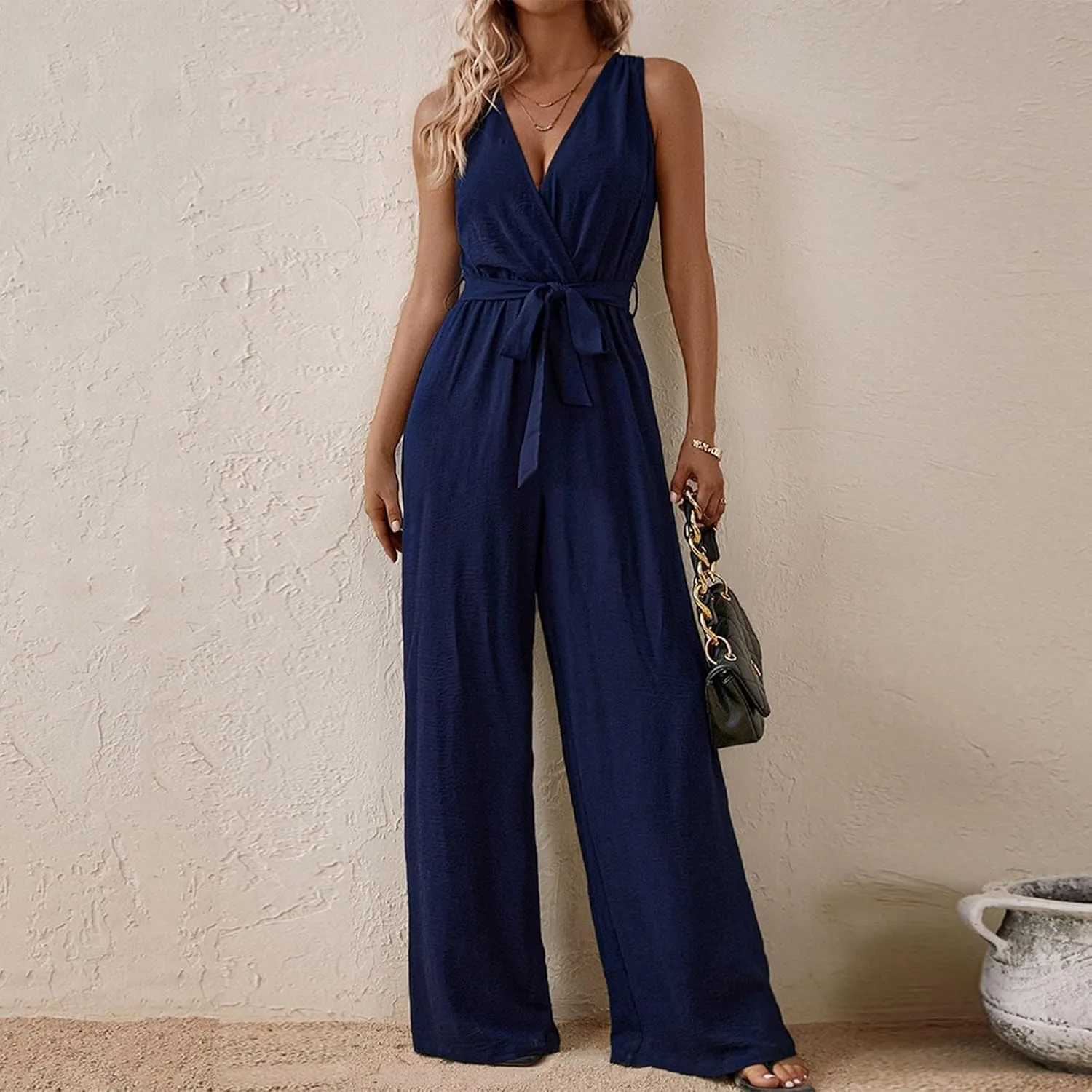 Womens Fashion V Neck Jumpsuit Travel Petite Spring Jumper 1 Piece Outfits Comfortable Trending Romper