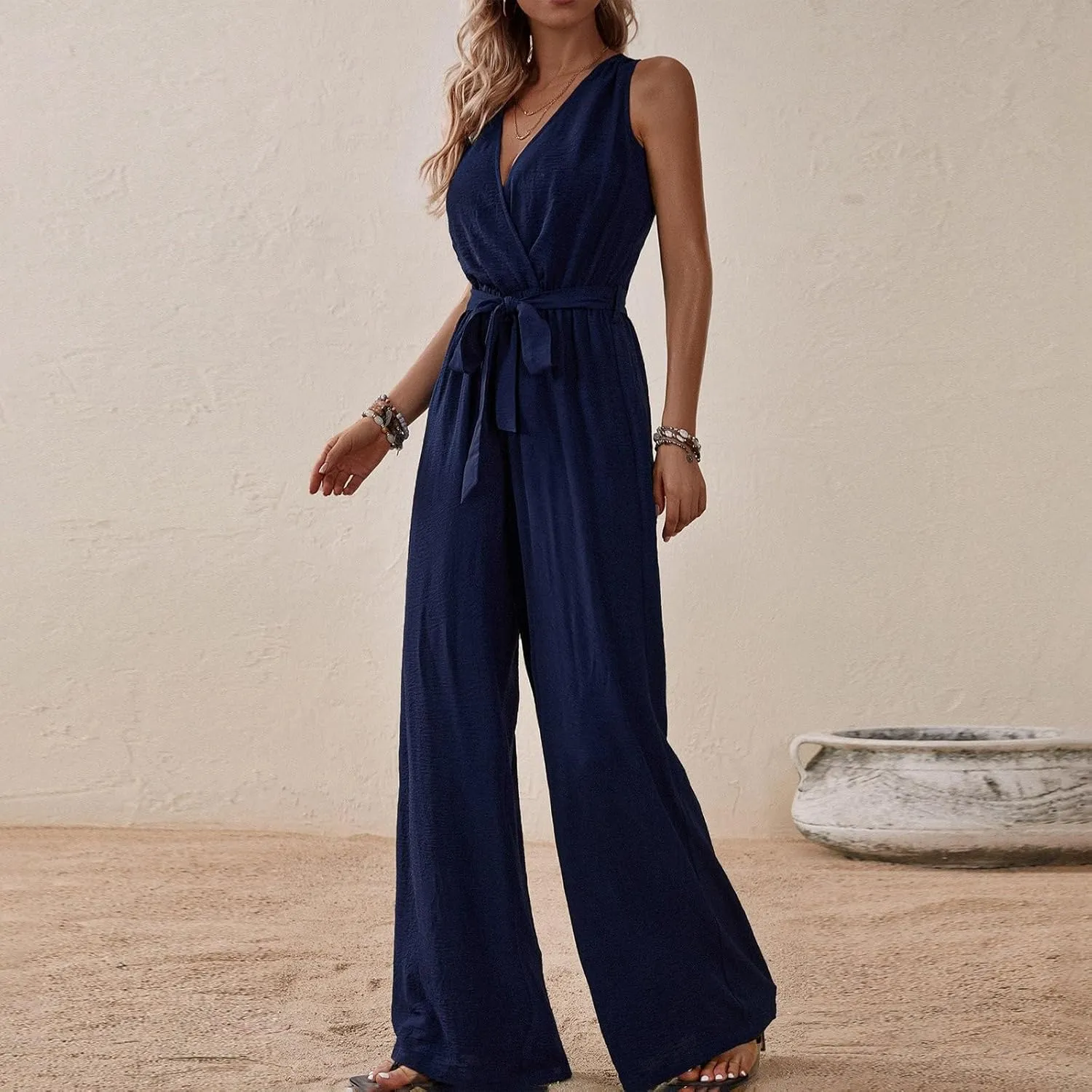 Womens Fashion V Neck Jumpsuit Travel Petite Spring Jumper 1 Piece Outfits Comfortable Trending Romper