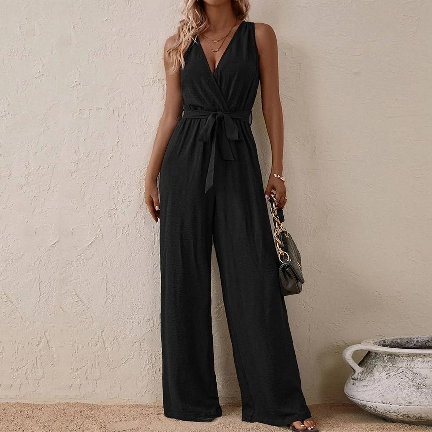 Womens Fashion V Neck Jumpsuit Travel Petite Spring Jumper 1 Piece Outfits Comfortable Trending Romper