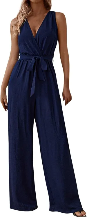 Womens Fashion V Neck Jumpsuit Travel Petite Spring Jumper 1 Piece Outfits Comfortable Trending Romper
