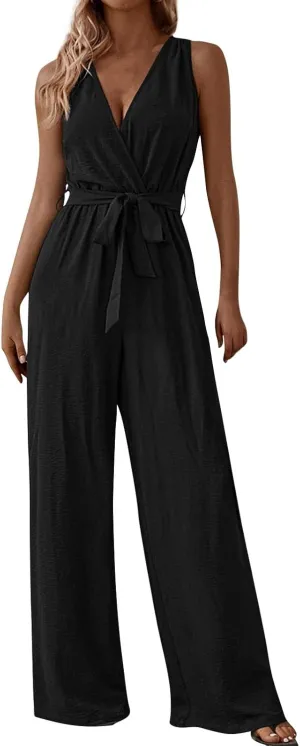 Womens Fashion V Neck Jumpsuit Travel Petite Spring Jumper 1 Piece Outfits Comfortable Trending Romper