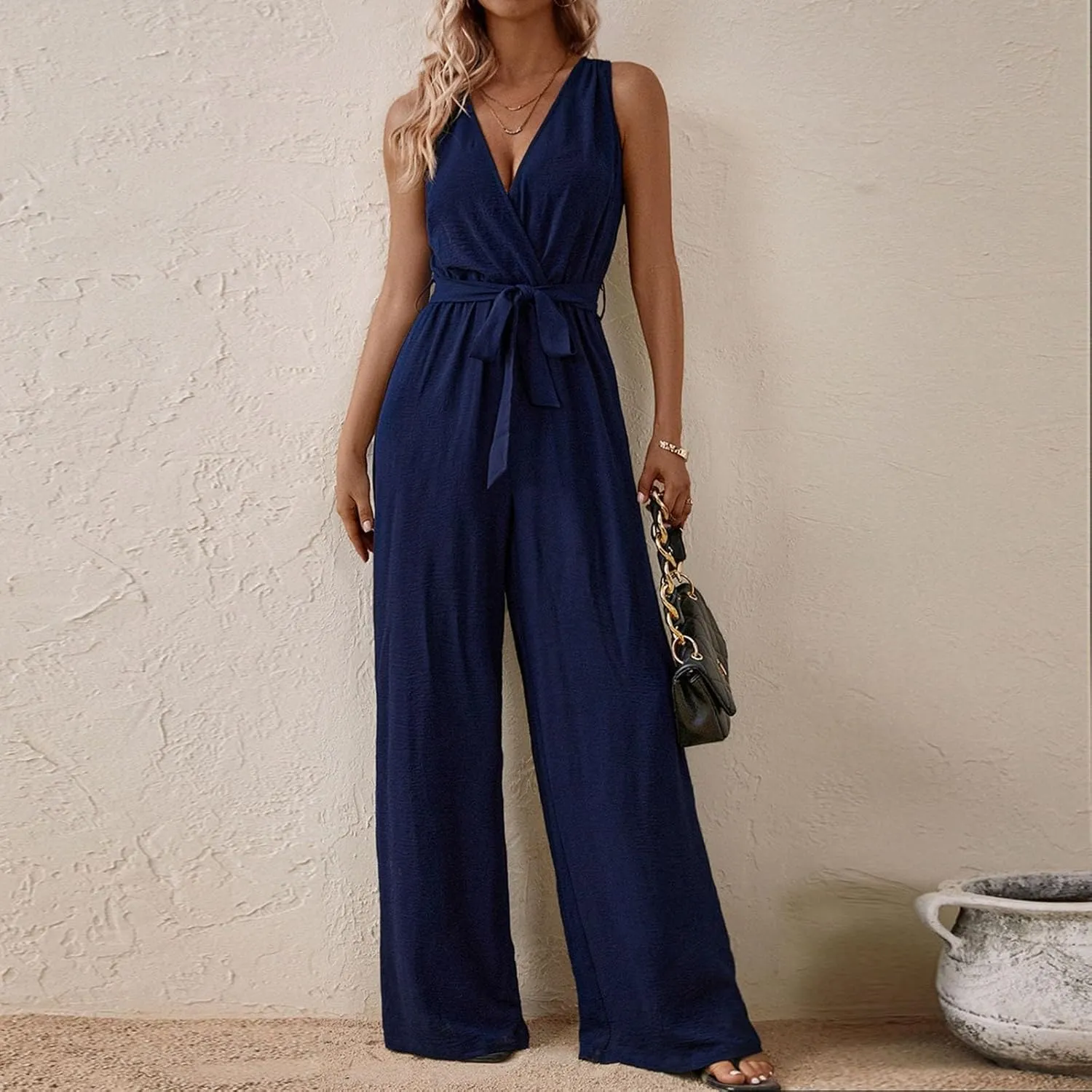 Womens Fashion V Neck Jumpsuit Travel Petite Spring Jumper 1 Piece Outfits Comfortable Trending Romper