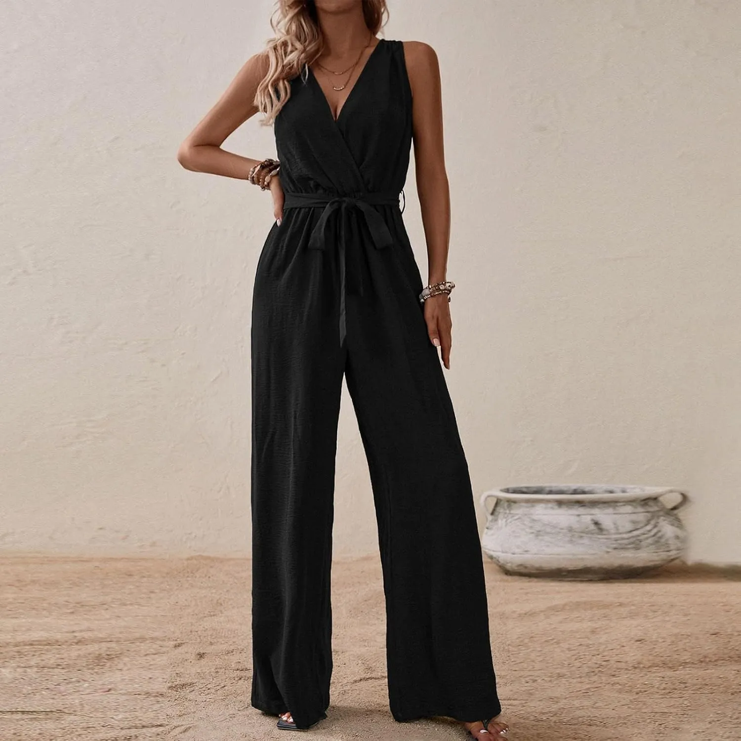Womens Fashion V Neck Jumpsuit Travel Petite Spring Jumper 1 Piece Outfits Comfortable Trending Romper