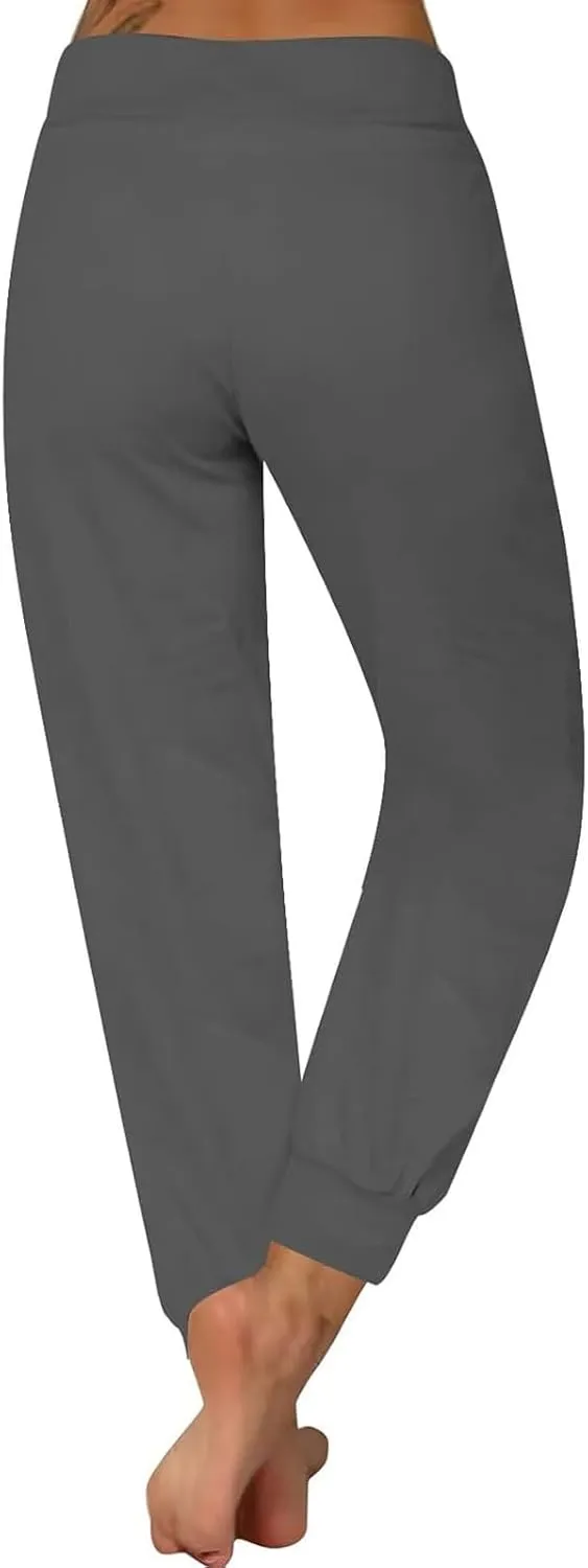 Womens Fleece Lined Joggers Winter High Waisted Winter Warm Sweatpants Thick Lounge Sweat Pants Bottoms with Pockets