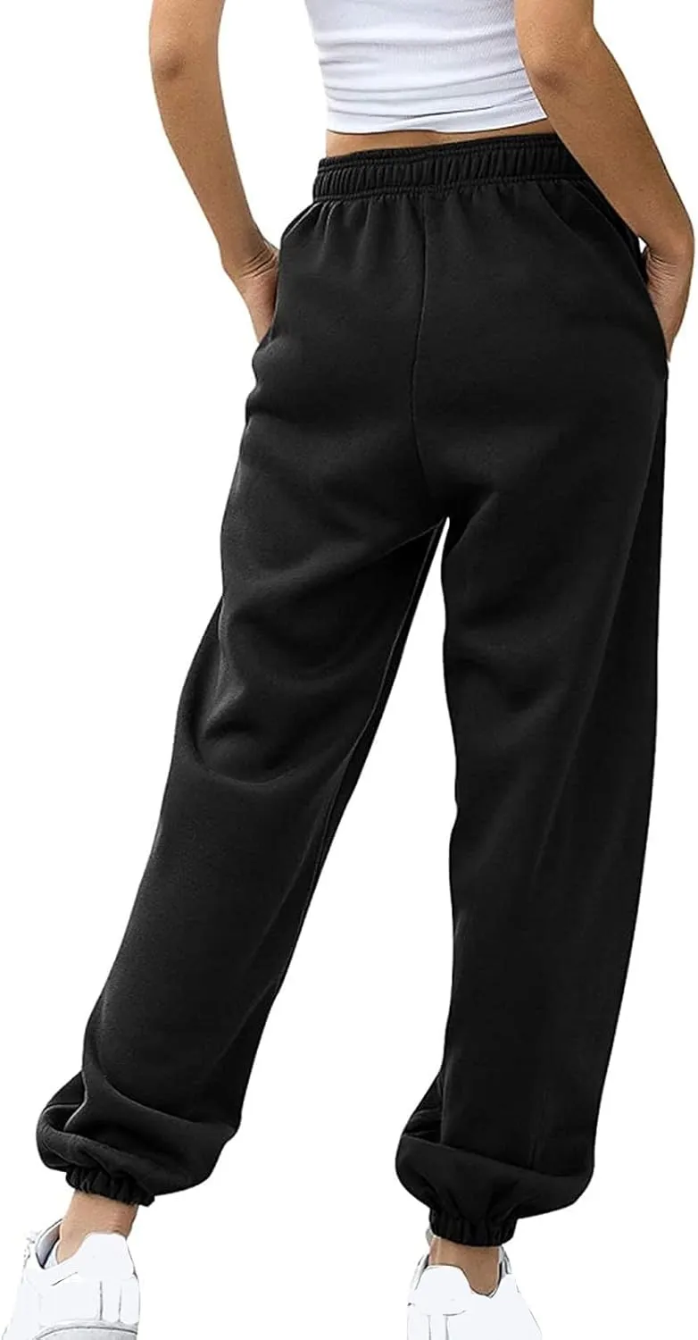 Women's High Waisted Sweatpants Cinch Bottom Sporty Active Joggers Pants Workout Baggy Lounge Bottoms with Pockets