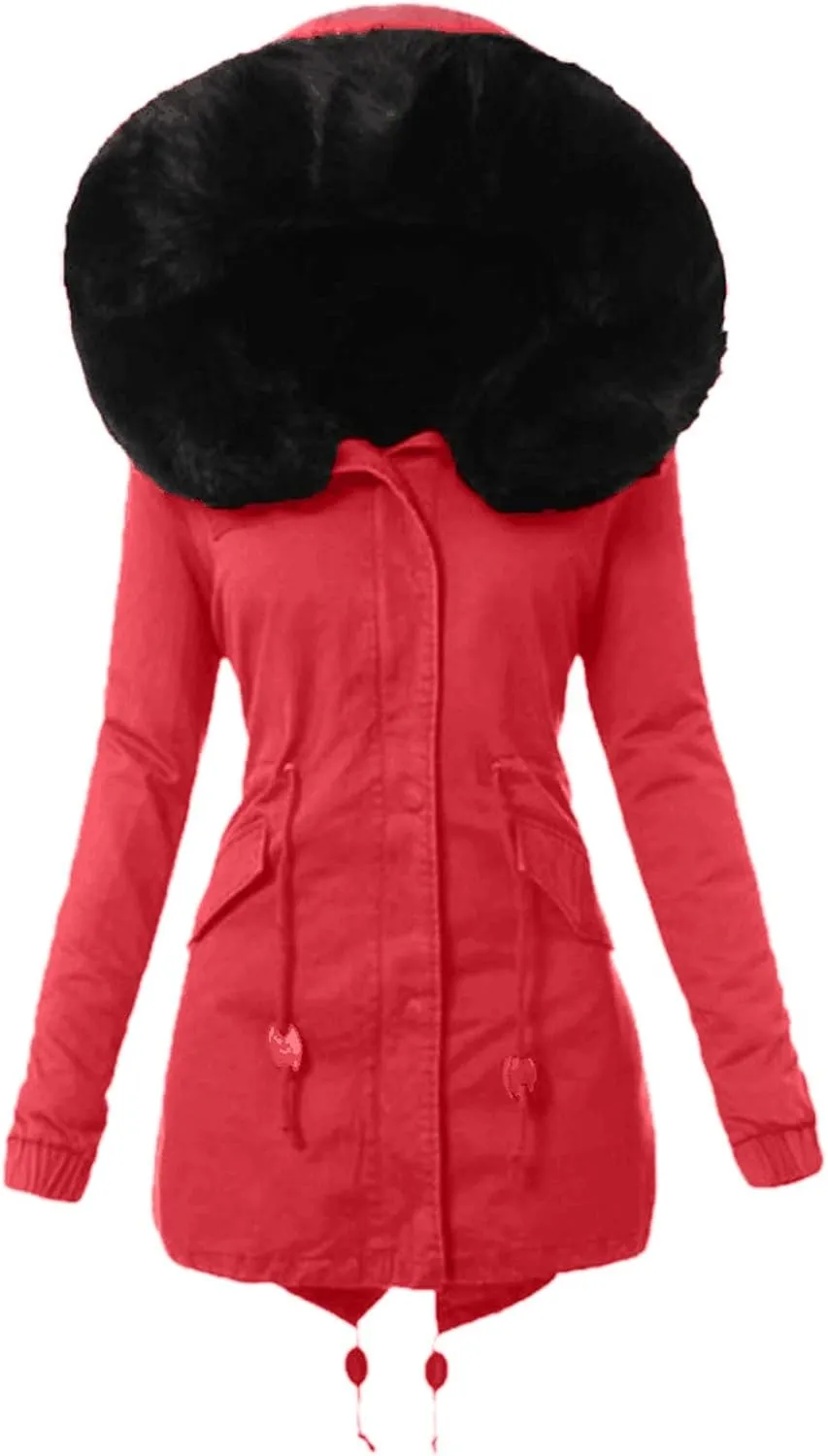 Womens Hooded Jacket Ladies Coat Womens Winter Warm Thick Long Jacket Hooded Overcoat