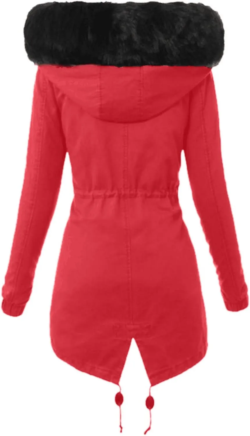 Womens Hooded Jacket Ladies Coat Womens Winter Warm Thick Long Jacket Hooded Overcoat