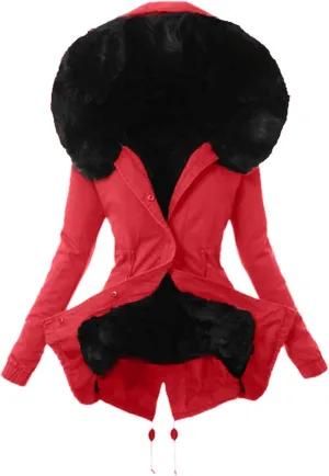 Womens Hooded Jacket Ladies Coat Womens Winter Warm Thick Long Jacket Hooded Overcoat