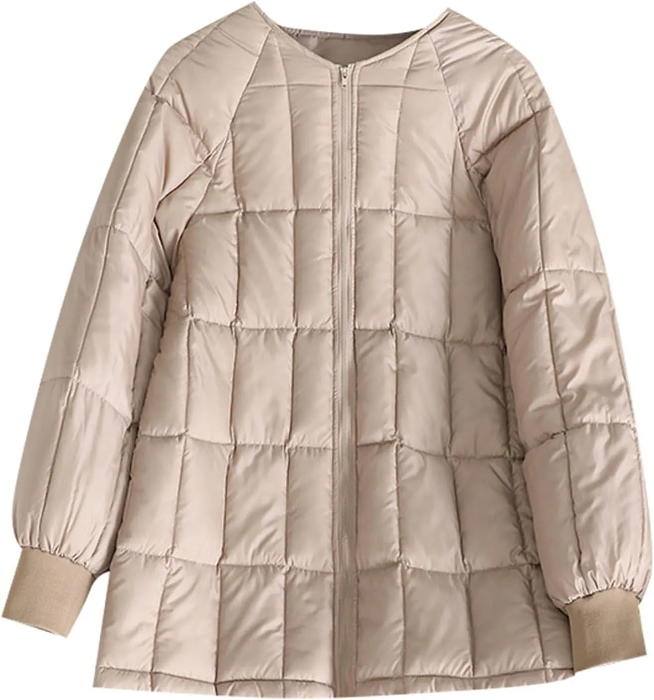 Women's Lightweight Down Jacket Quilted Jacket with Detachable Liner Pile Collar Mid Length Winter Puffer Coat Pocket