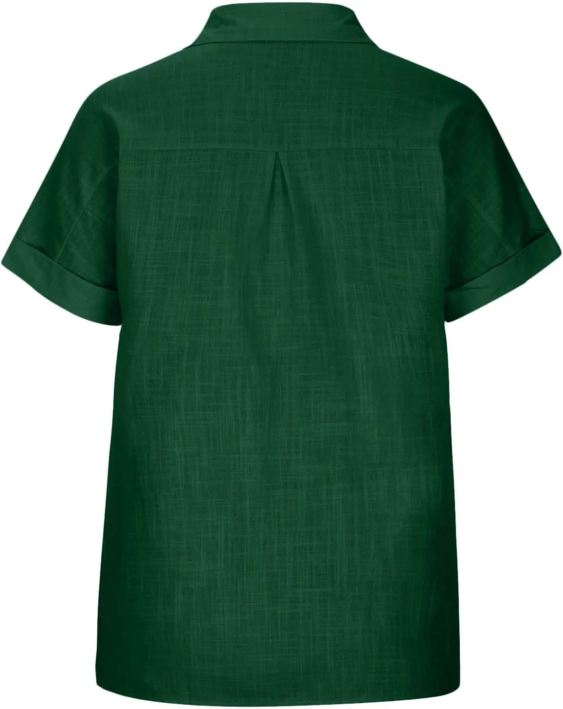 Womens Linen Shirts Summer V Neck Button Down Blouses Casual Short Sleeve Roll up Tops Basic Collared Work Shirts