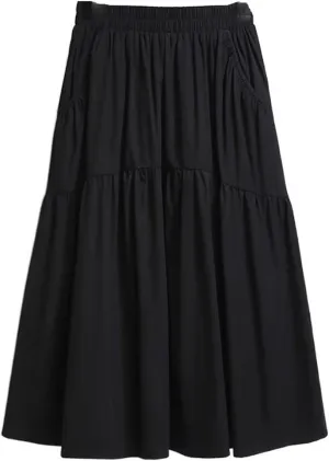 Women's Long Skirt Summer White Mid-Length High-Waist Drape Casual A Line Skirts for Women