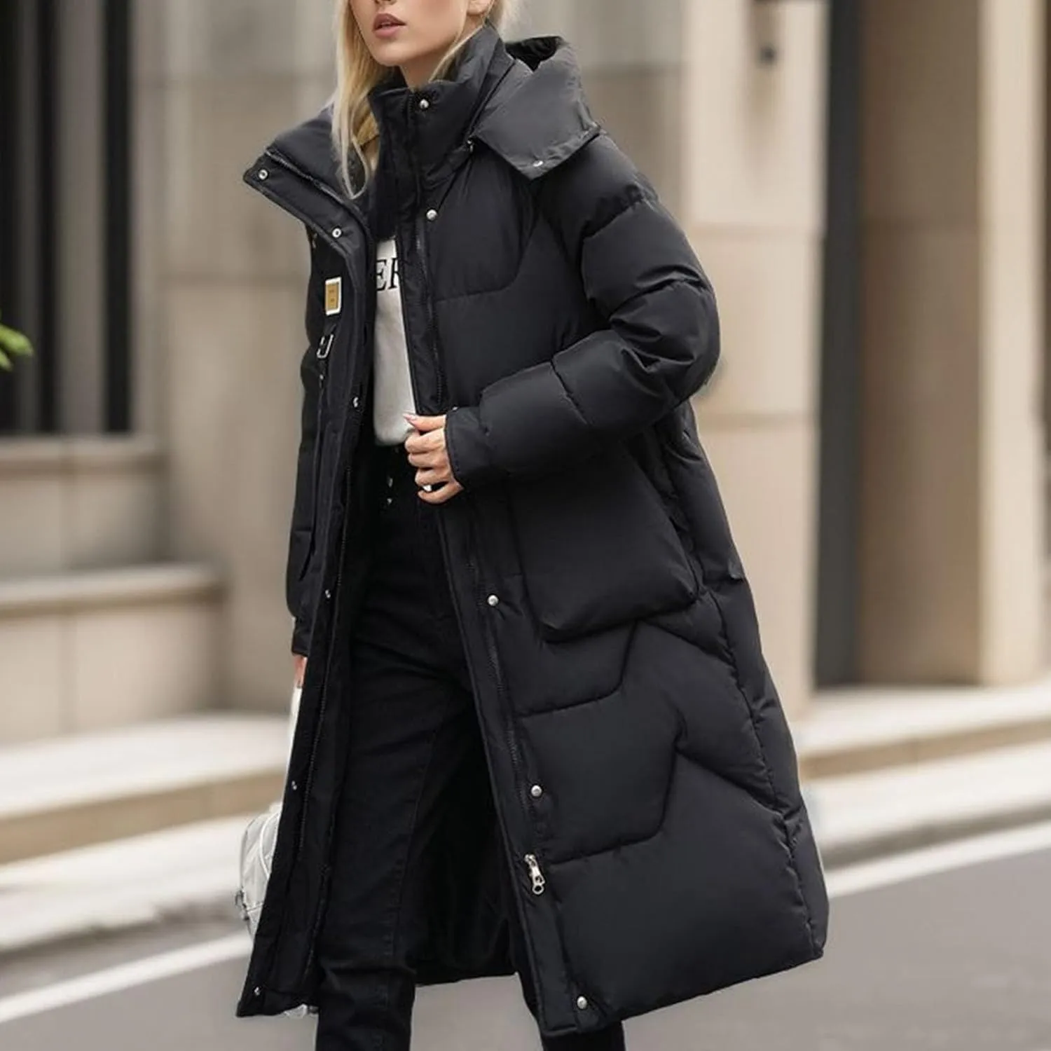 Women's Long Winter Coat with Hood Warm Long Parka Thicken Puffer Jacket Outerwear Down Coat Windproof Snow Coats