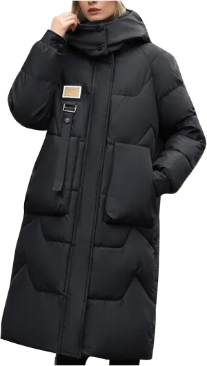 Women's Long Winter Coat with Hood Warm Long Parka Thicken Puffer Jacket Outerwear Down Coat Windproof Snow Coats