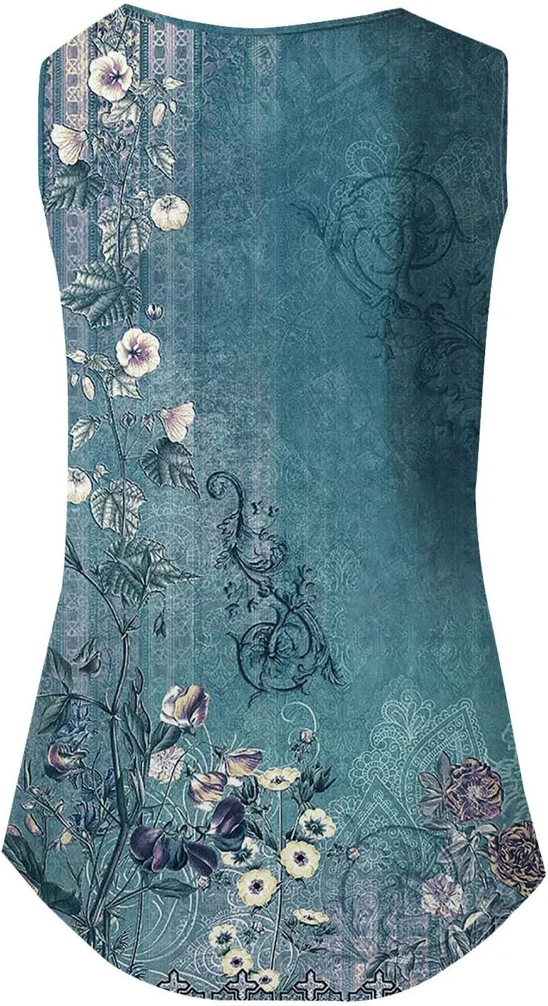 Womens Loose Fit Casual Flowy Tank Tops 2D Printed Casual Loose and Versatile Vest Suspender Plus Sleeveless Shirts