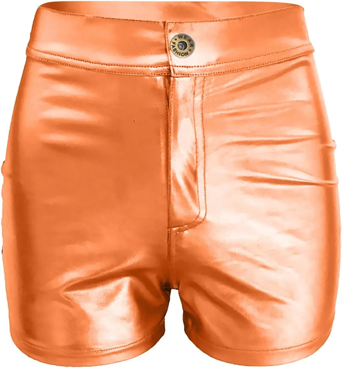 Women's Metallic Rave Shorts Sparkly Shiny Faux Leather Sexy High Waisted Bottoms Dance Concert Sexy Short Hot Pants
