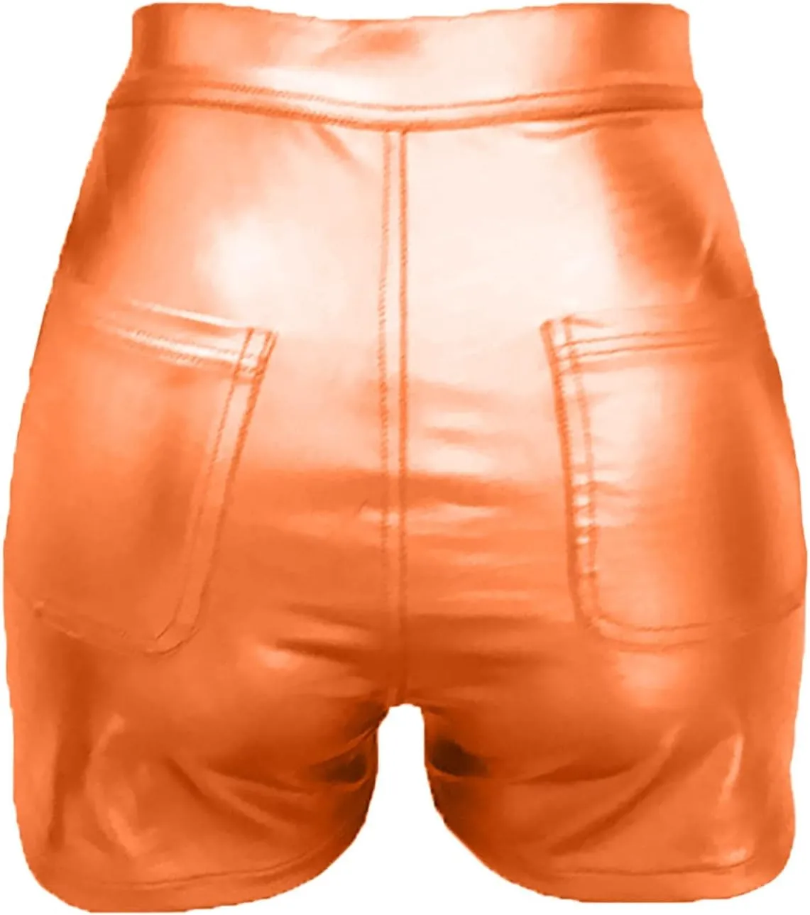 Women's Metallic Rave Shorts Sparkly Shiny Faux Leather Sexy High Waisted Bottoms Dance Concert Sexy Short Hot Pants