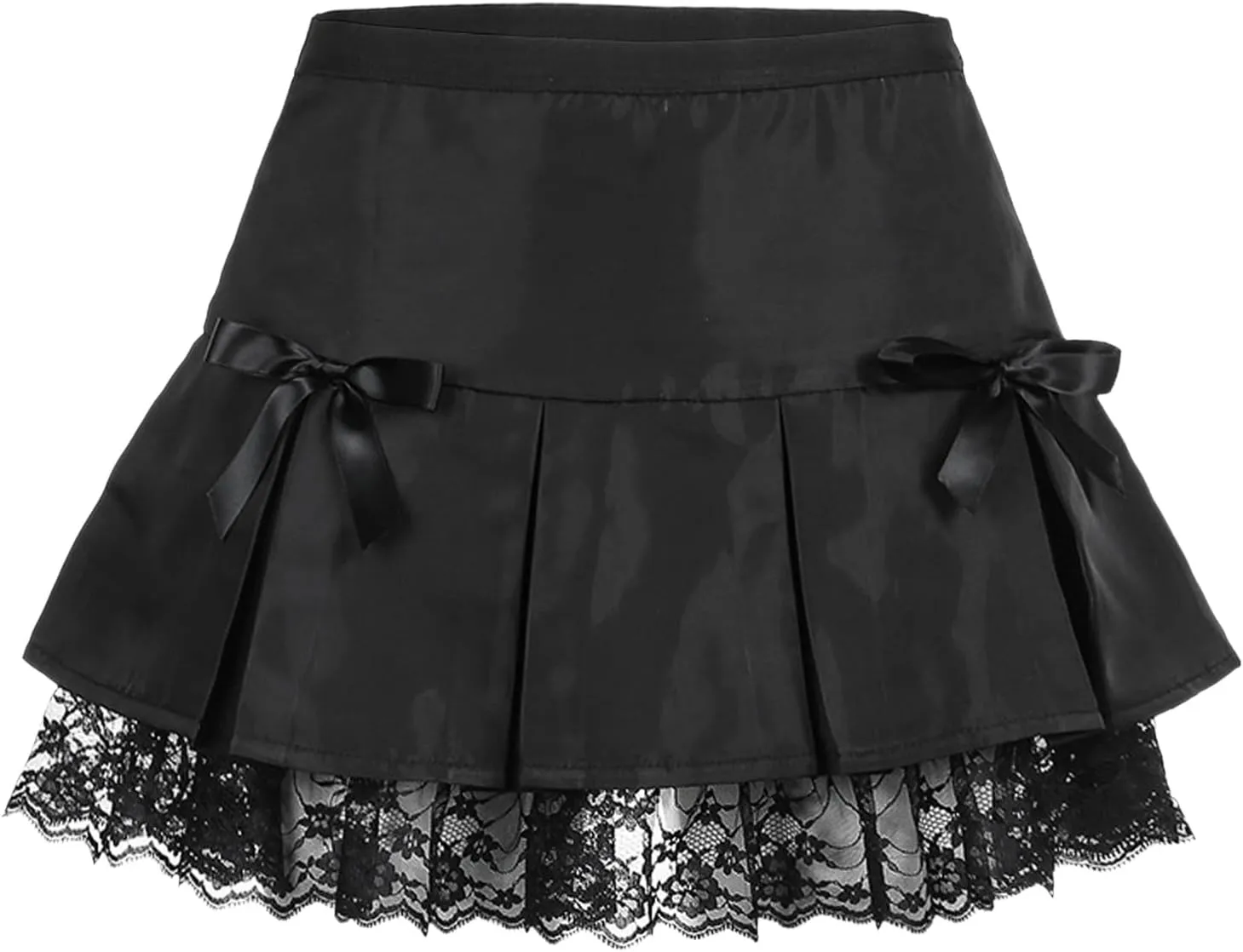 Womens Mini Skirt Women's Dark Lace Stitching Pleated Skirt Girls' Dark Casual Little Black Dress Womens Mini