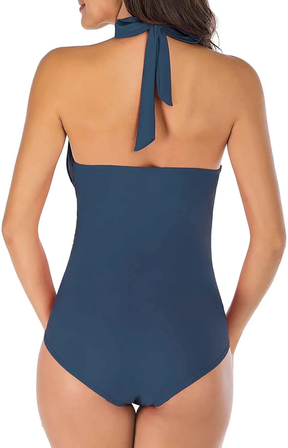 Women's One Piece Swimsuit Slimming Tummy Control Bathing Suit Ruched Vintage Swimwear Backless Summer Beachwear 2025