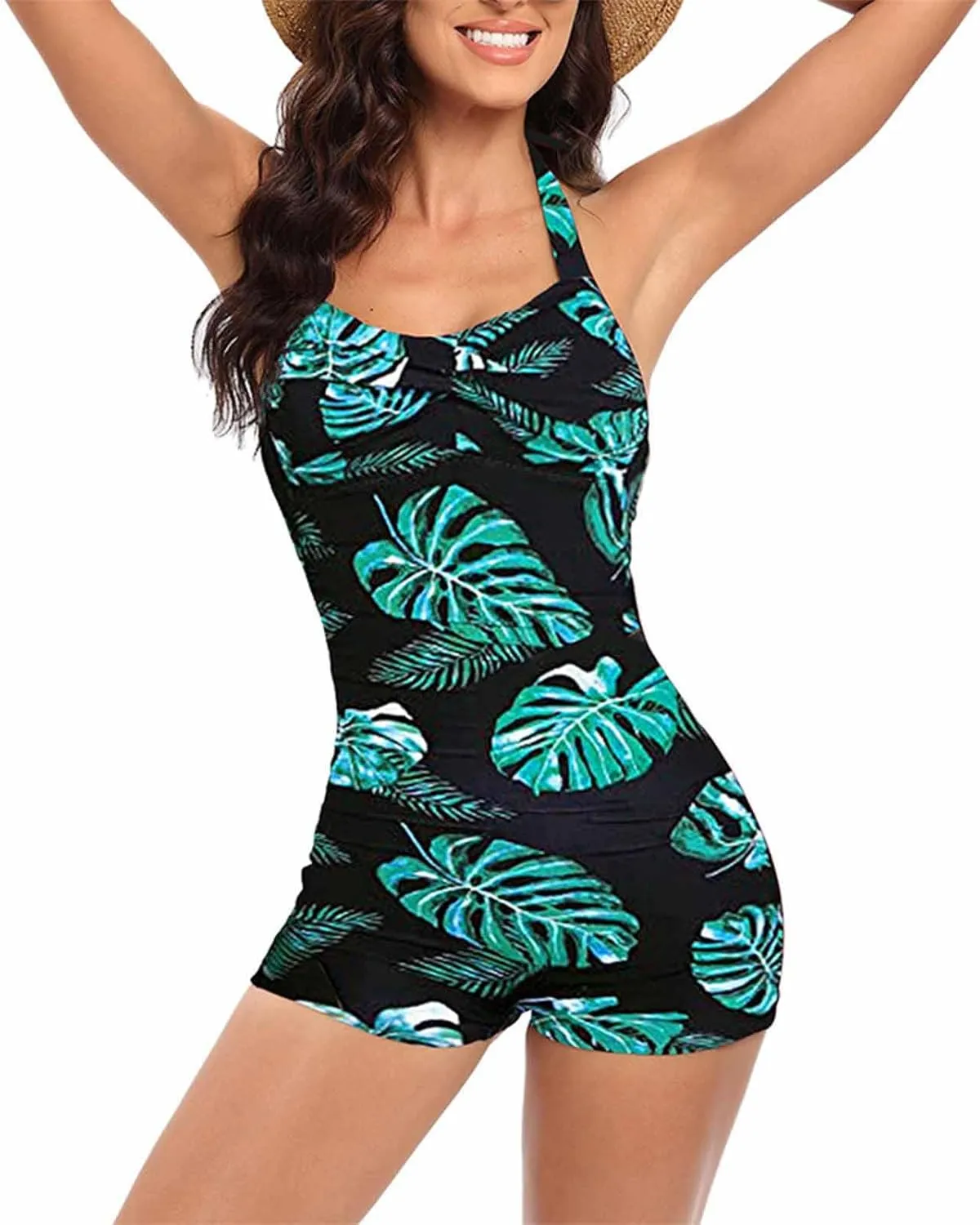 Womens One Piece Tummy Control Swimsuits Polka Dots Printed Crisscross Bikini Set Sexy Backless Strap Bathing Suit