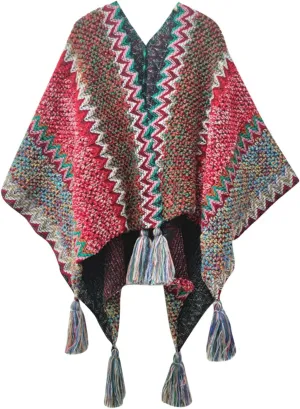 Womens Open Front Poncho Cape Cardigan Sweater Knitted Wrap Pashmina Shawl Blanket Large Scarf Oversized Scarves Gift