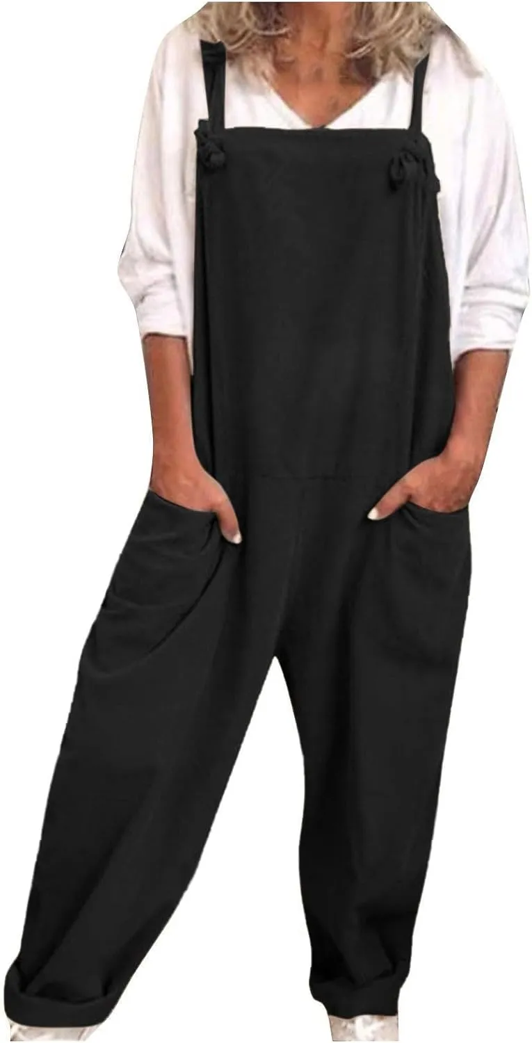 Womens Overalls Plus Size Harem Loose Fit Jumpsuits For Women Dressy Casual Wide Leg Overalls Baggy