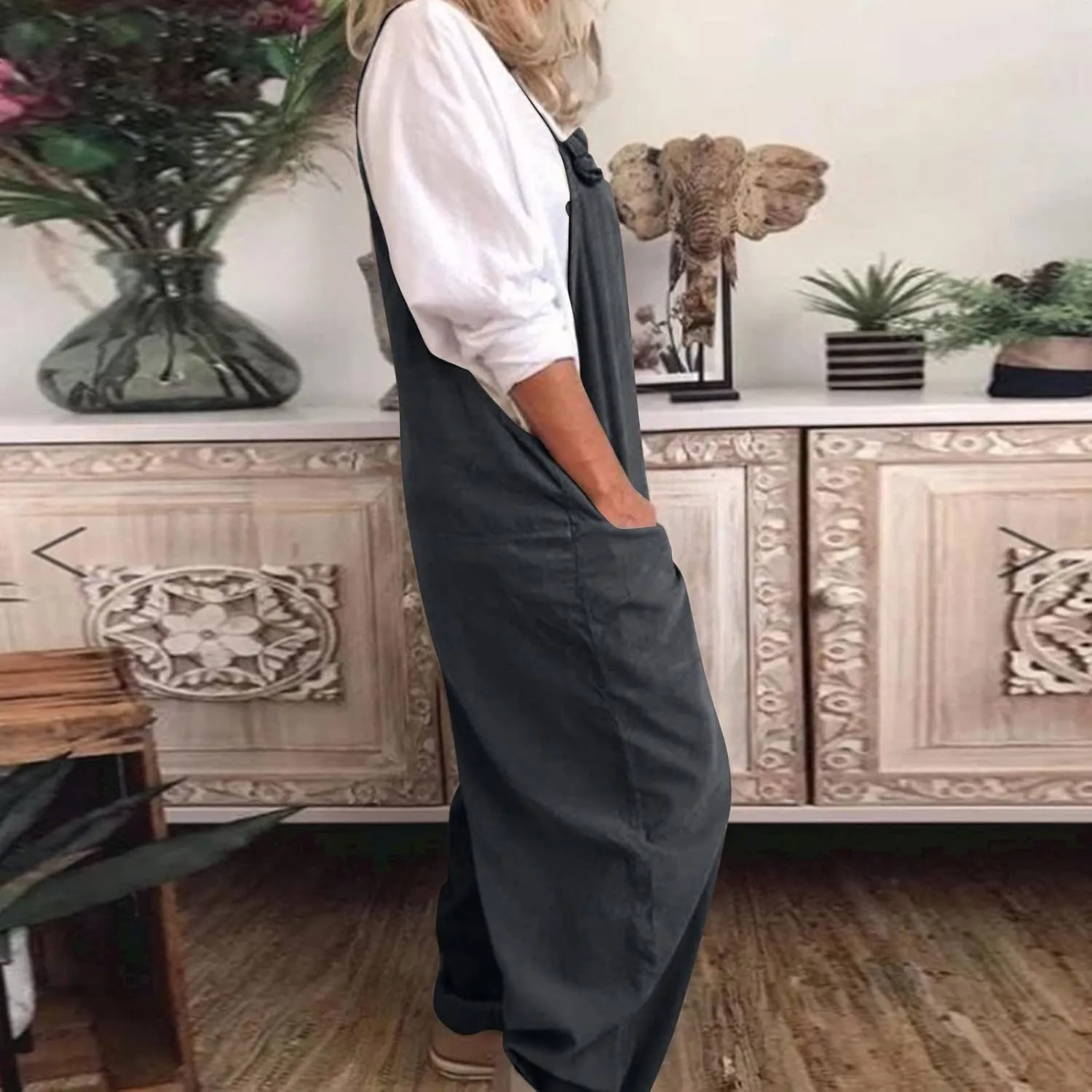 Womens Overalls Plus Size Harem Loose Fit Jumpsuits For Women Dressy Casual Wide Leg Overalls Baggy