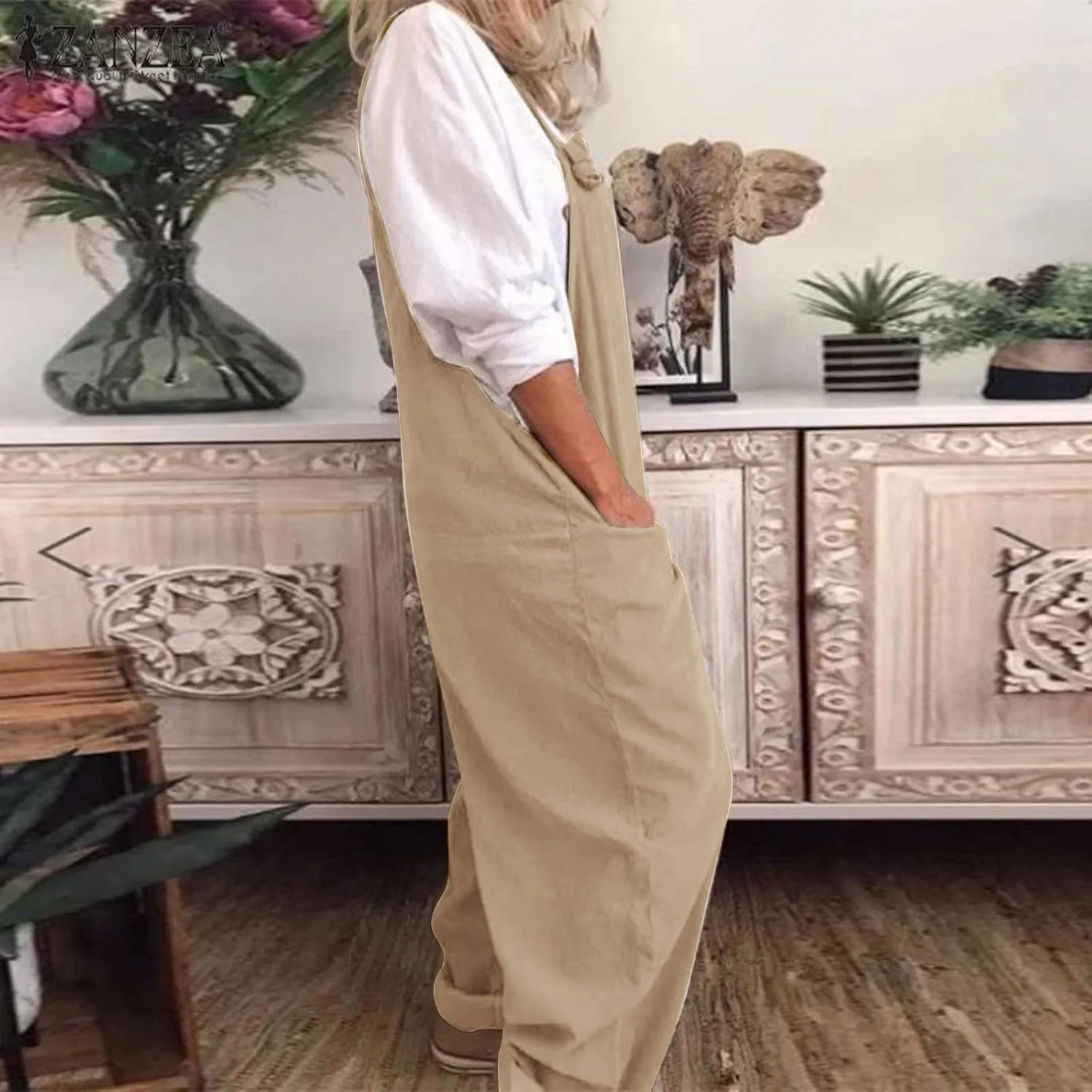Womens Overalls Plus Size Harem Loose Fit Jumpsuits For Women Dressy Casual Wide Leg Overalls Baggy