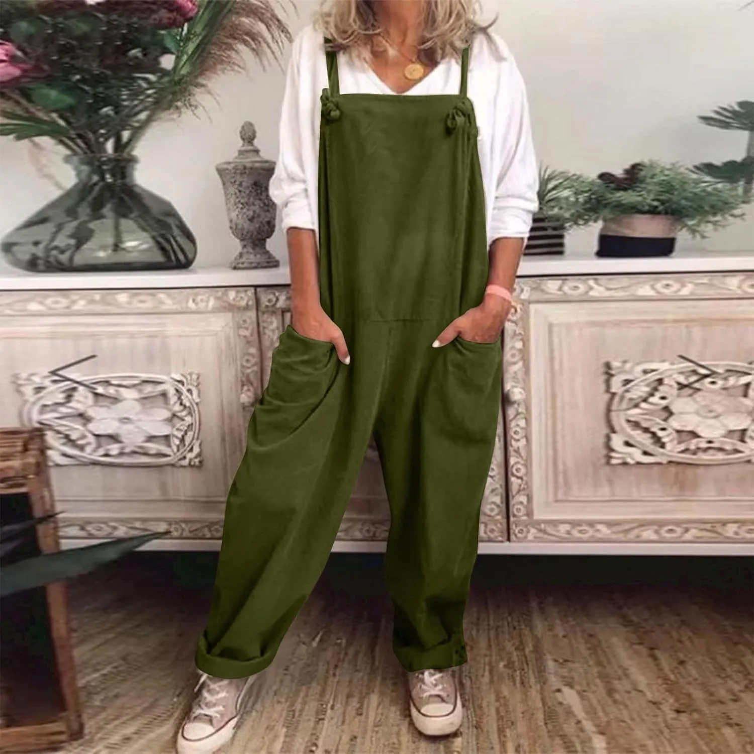 Womens Overalls Plus Size Harem Loose Fit Jumpsuits For Women Dressy Casual Wide Leg Overalls Baggy