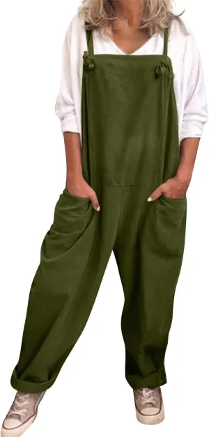 Womens Overalls Plus Size Harem Loose Fit Jumpsuits For Women Dressy Casual Wide Leg Overalls Baggy