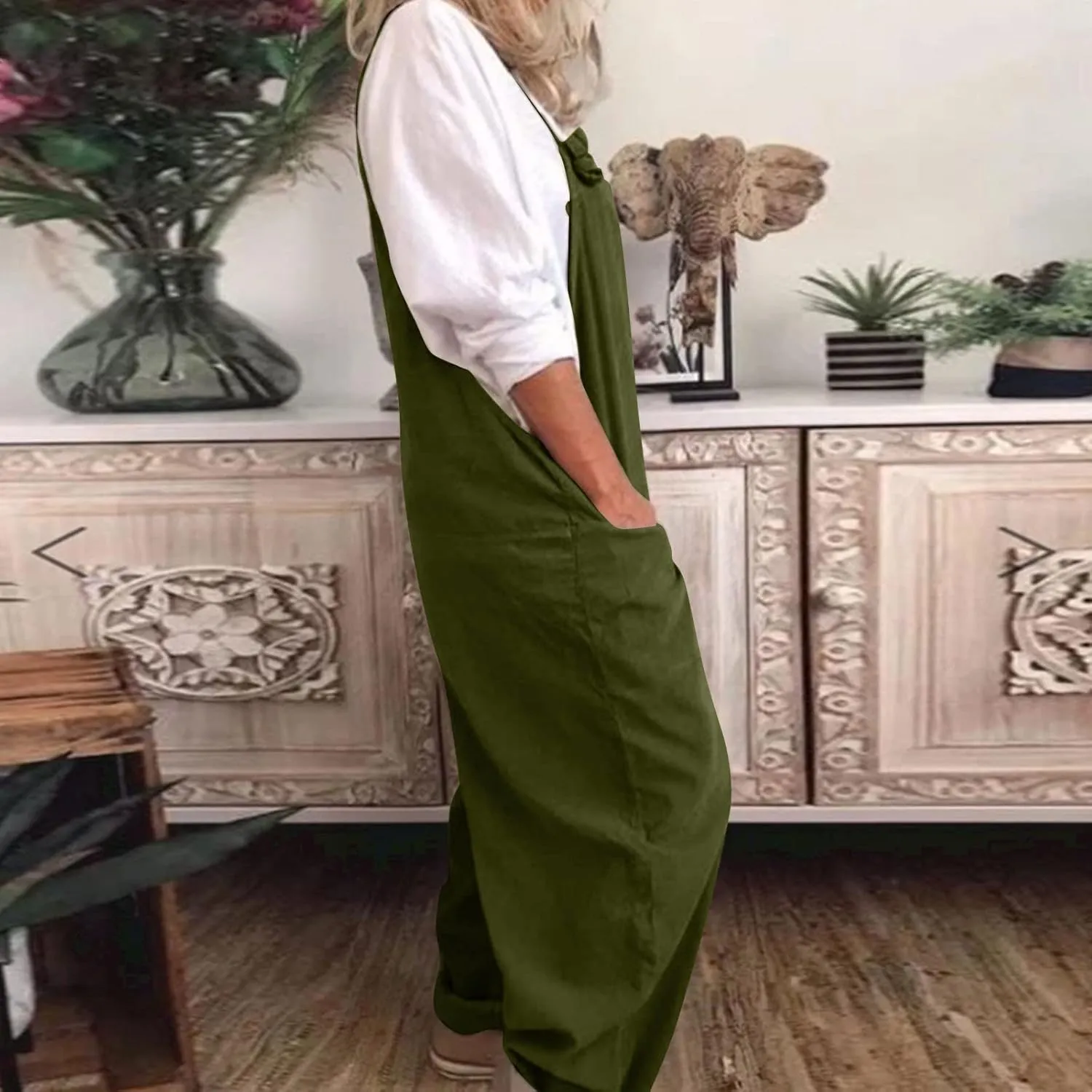 Womens Overalls Plus Size Harem Loose Fit Jumpsuits For Women Dressy Casual Wide Leg Overalls Baggy