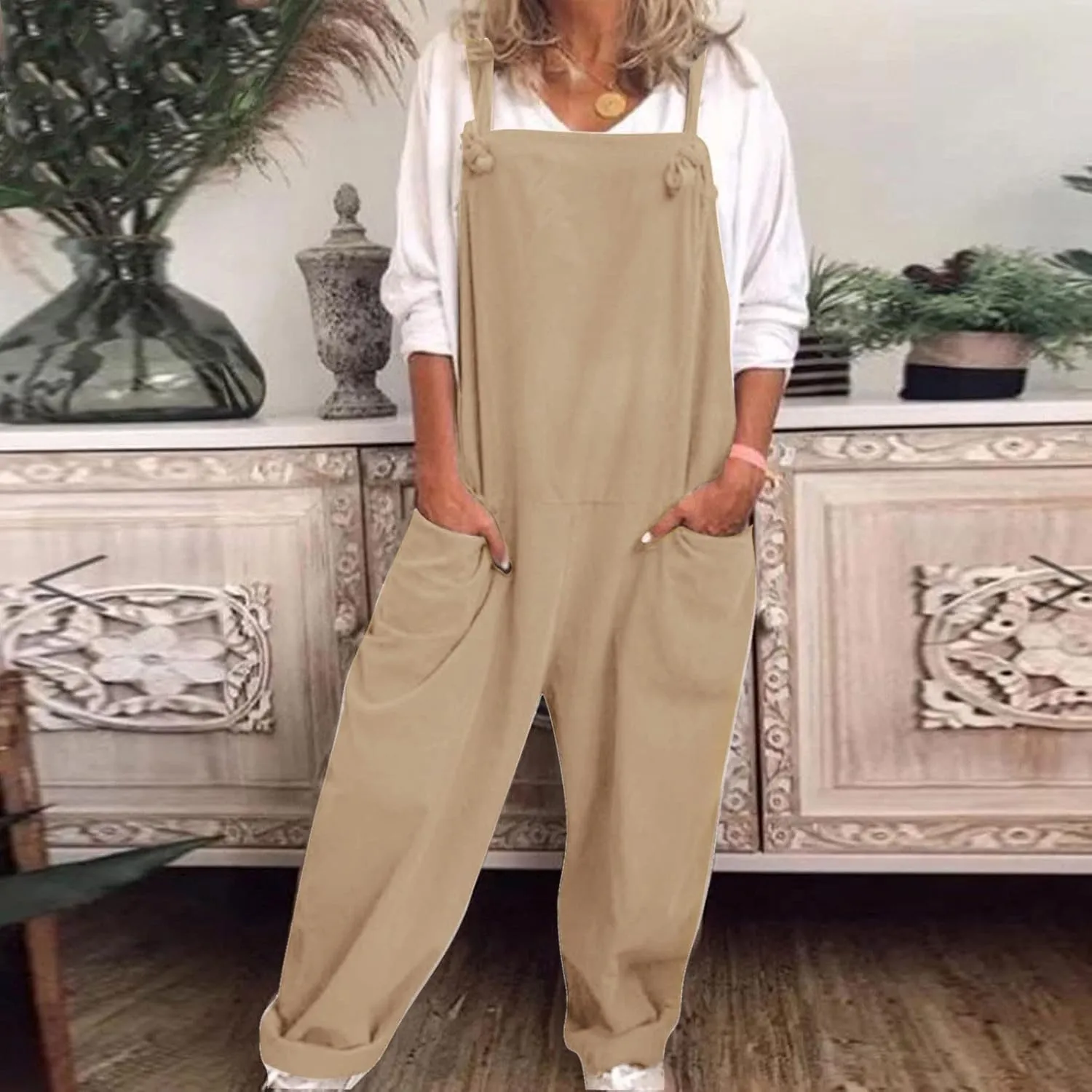 Womens Overalls Plus Size Harem Loose Fit Jumpsuits For Women Dressy Casual Wide Leg Overalls Baggy