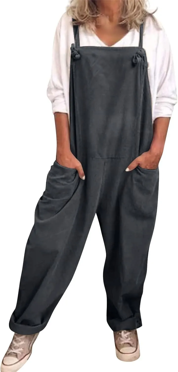 Womens Overalls Plus Size Harem Loose Fit Jumpsuits For Women Dressy Casual Wide Leg Overalls Baggy