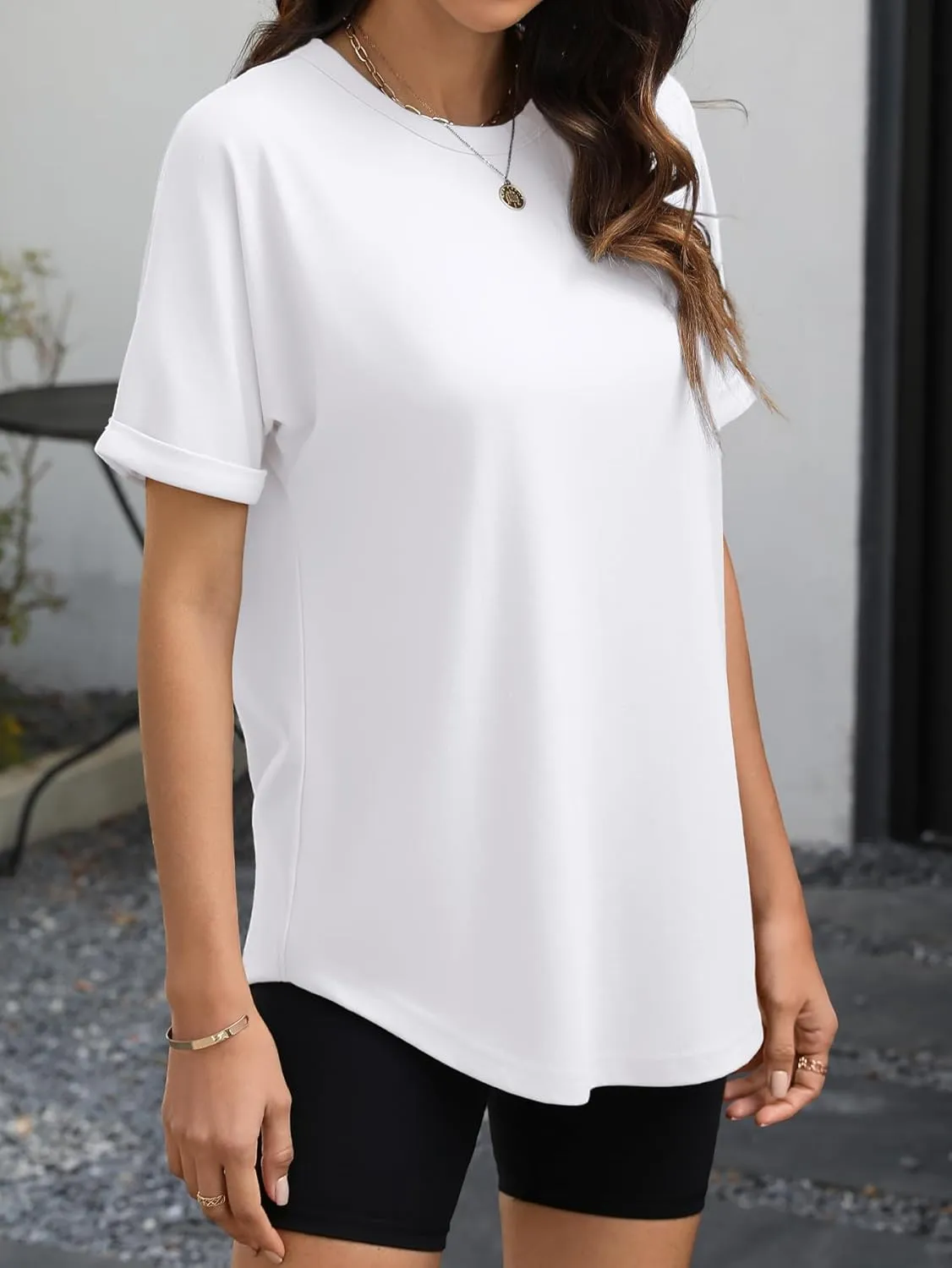 Womens Oversized T Shirts Business Casual Shirt Crewneck Short Sleeve Tops Loose Fitting Fashion Workout Tops Trendy