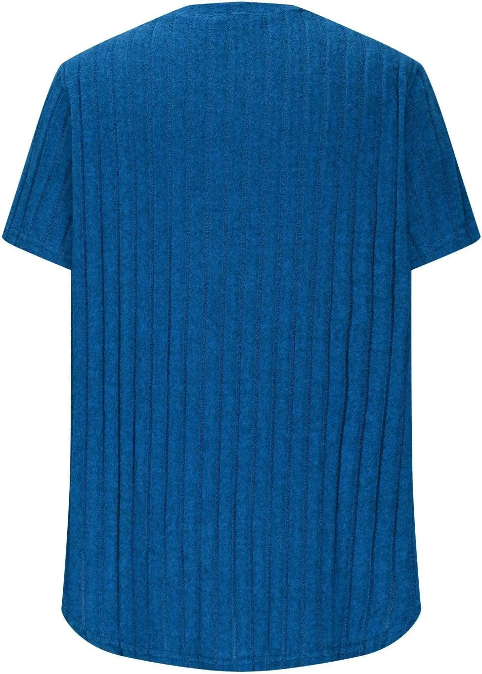 Womens Plus Size Tops Summer Short Sleeve V-Neck Casual Loose Solid Ribbed Knit Basic Tee Shirt