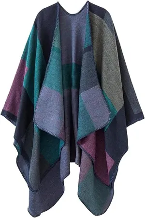 Women's Shawl Wraps Open Front Poncho Cape 2024 Oversized Sweaters Casual Cardigan Shawls for Fall Winter