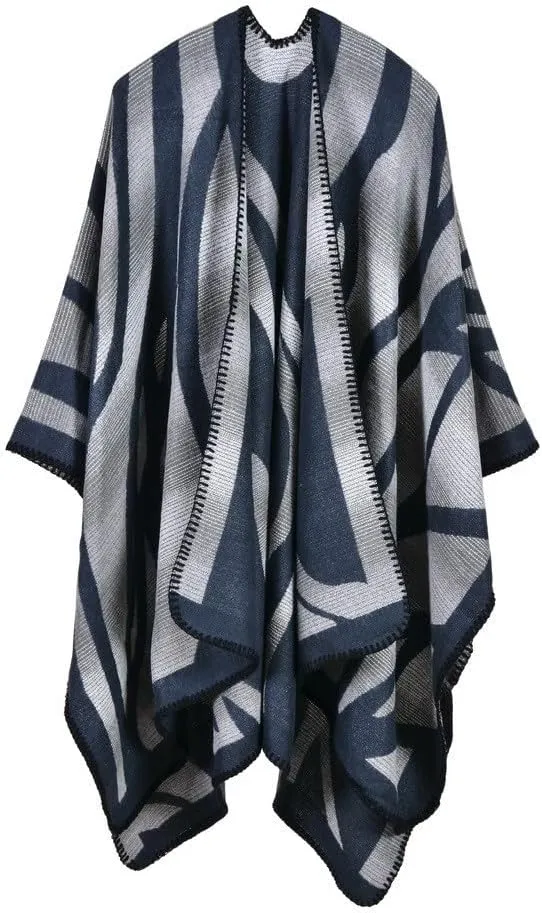 Women's Shawl Wraps Open Front Poncho Cape 2024 Oversized Sweaters Casual Cardigan Shawls for Fall Winter
