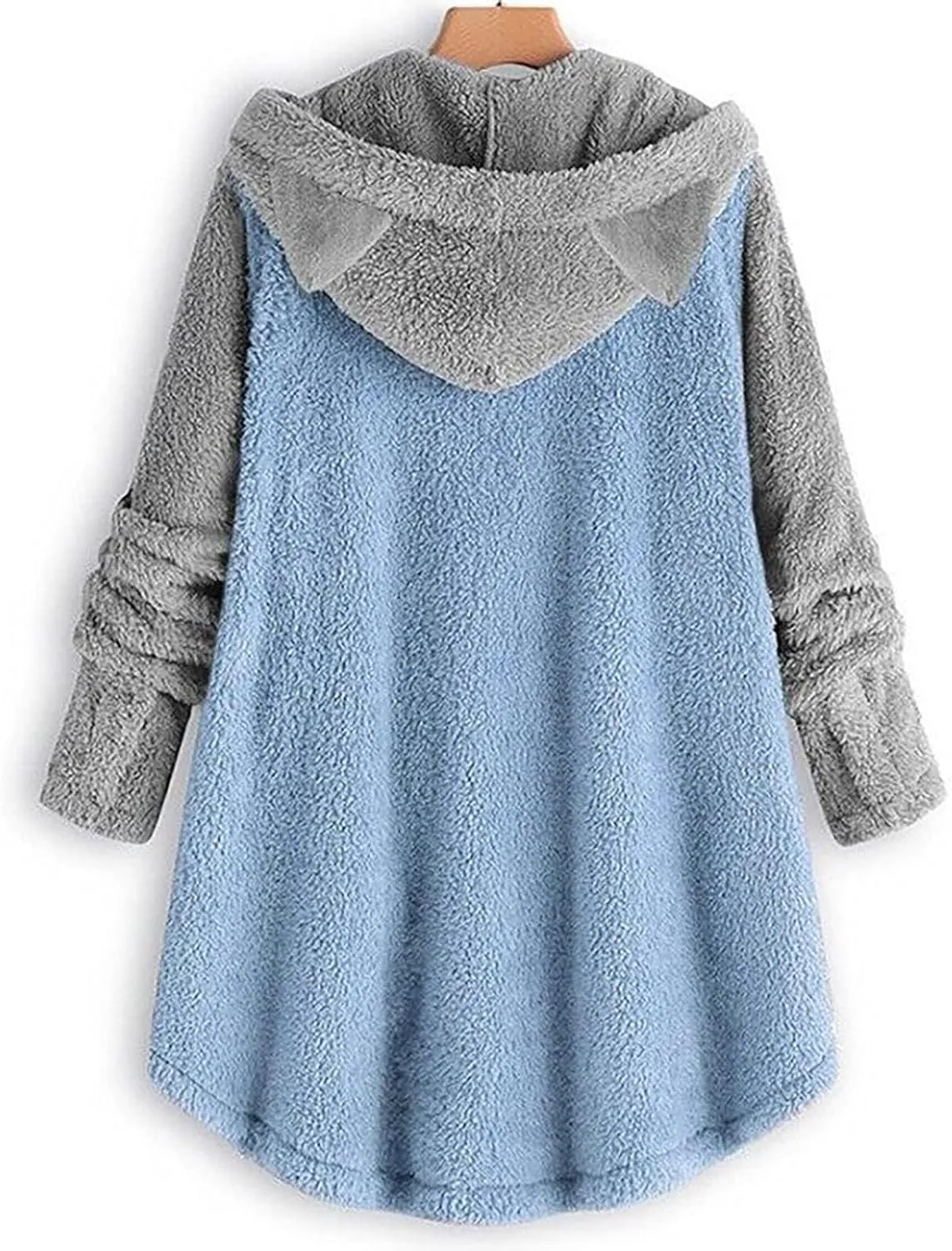 Womens Sherpa Jacket with Hood Plus Size Teddy Bear Coats 2024 Fall Button Down Fleece Faux Fur Cardigans Outerwear