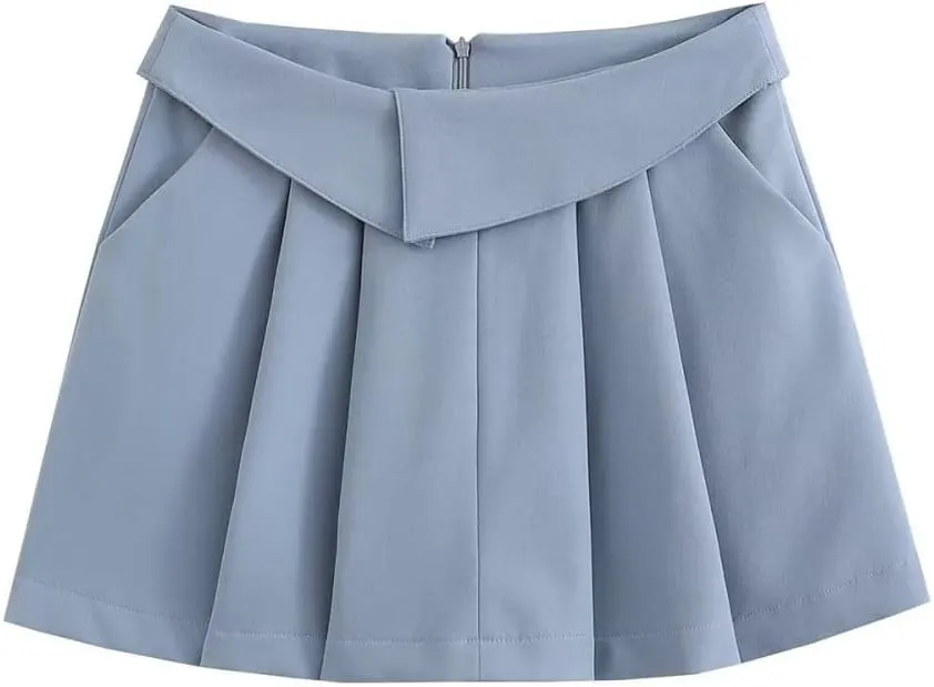 Womens Short Skirts - Pleated Skirt Women Mini Skirts Woman Fashion High Waist Skirts for Women Streetwear Pocket
