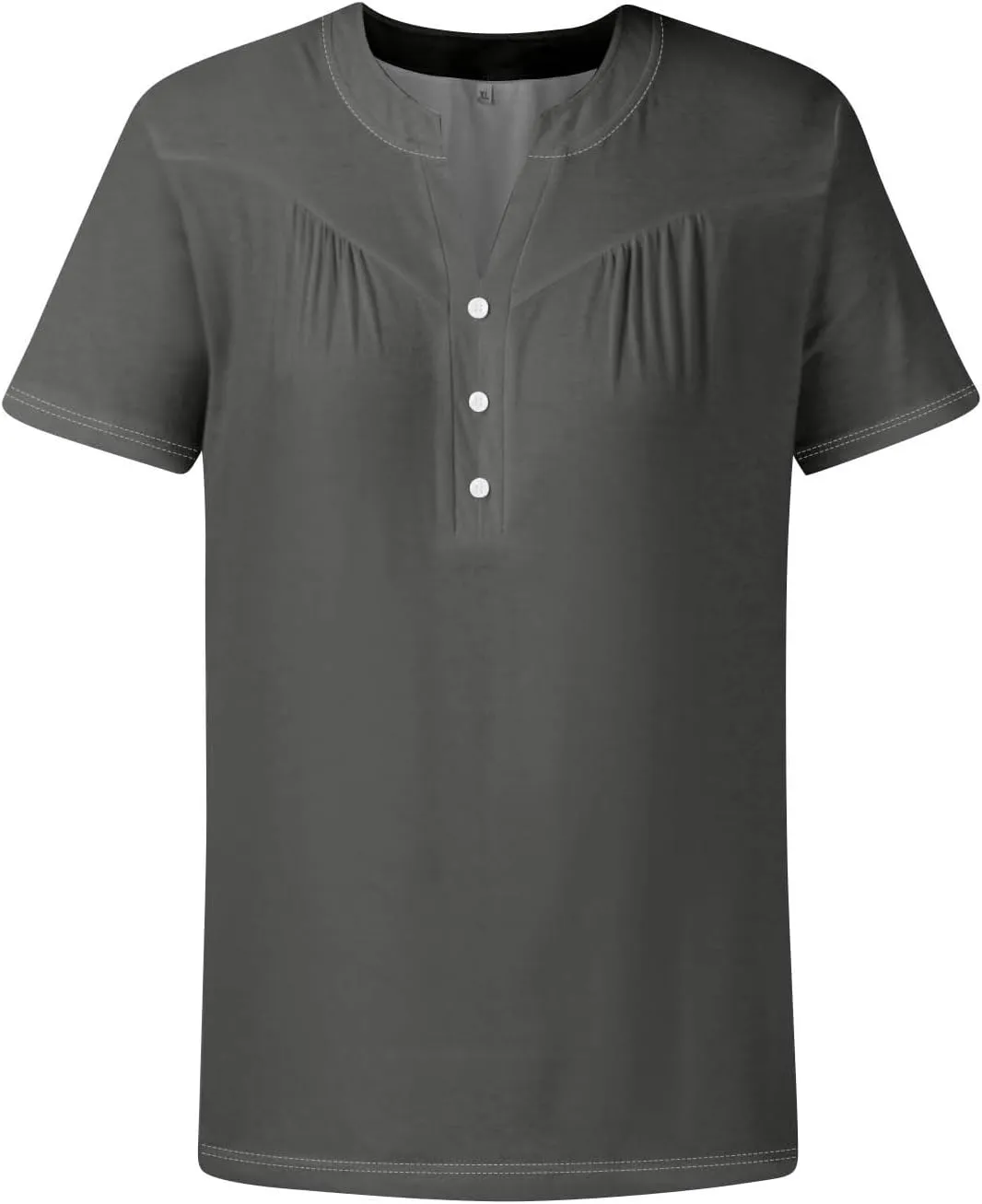 Womens Short Sleeve Henley Shirts Summer Womens Blouses Dressy Casual Pleated V Neck Curved Hem Tunic With Leggings