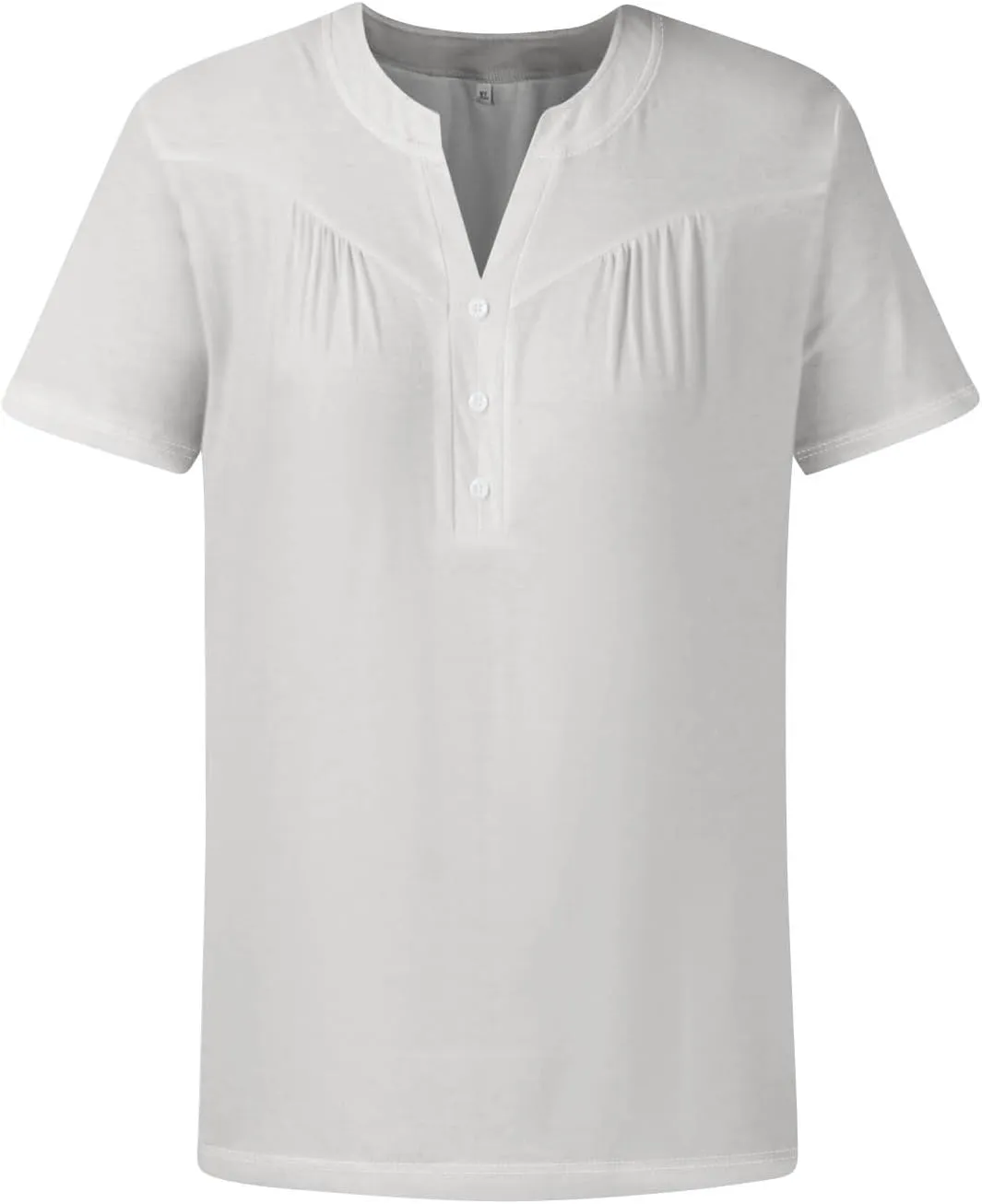 Womens Short Sleeve Henley Shirts Summer Womens Blouses Dressy Casual Pleated V Neck Curved Hem Tunic With Leggings