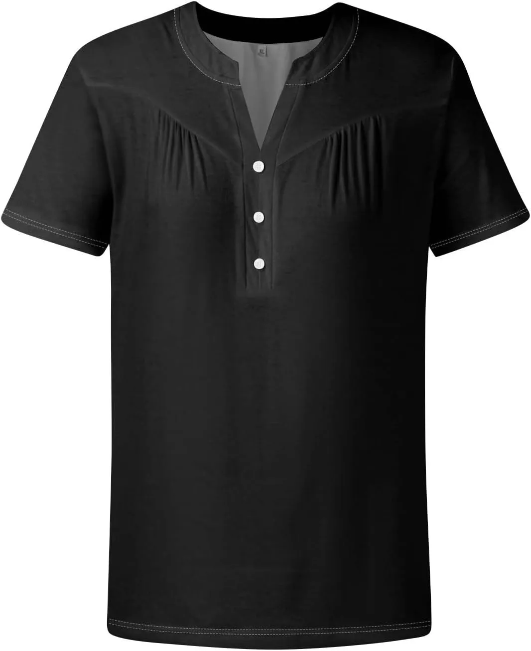 Womens Short Sleeve Henley Shirts Summer Womens Blouses Dressy Casual Pleated V Neck Curved Hem Tunic With Leggings