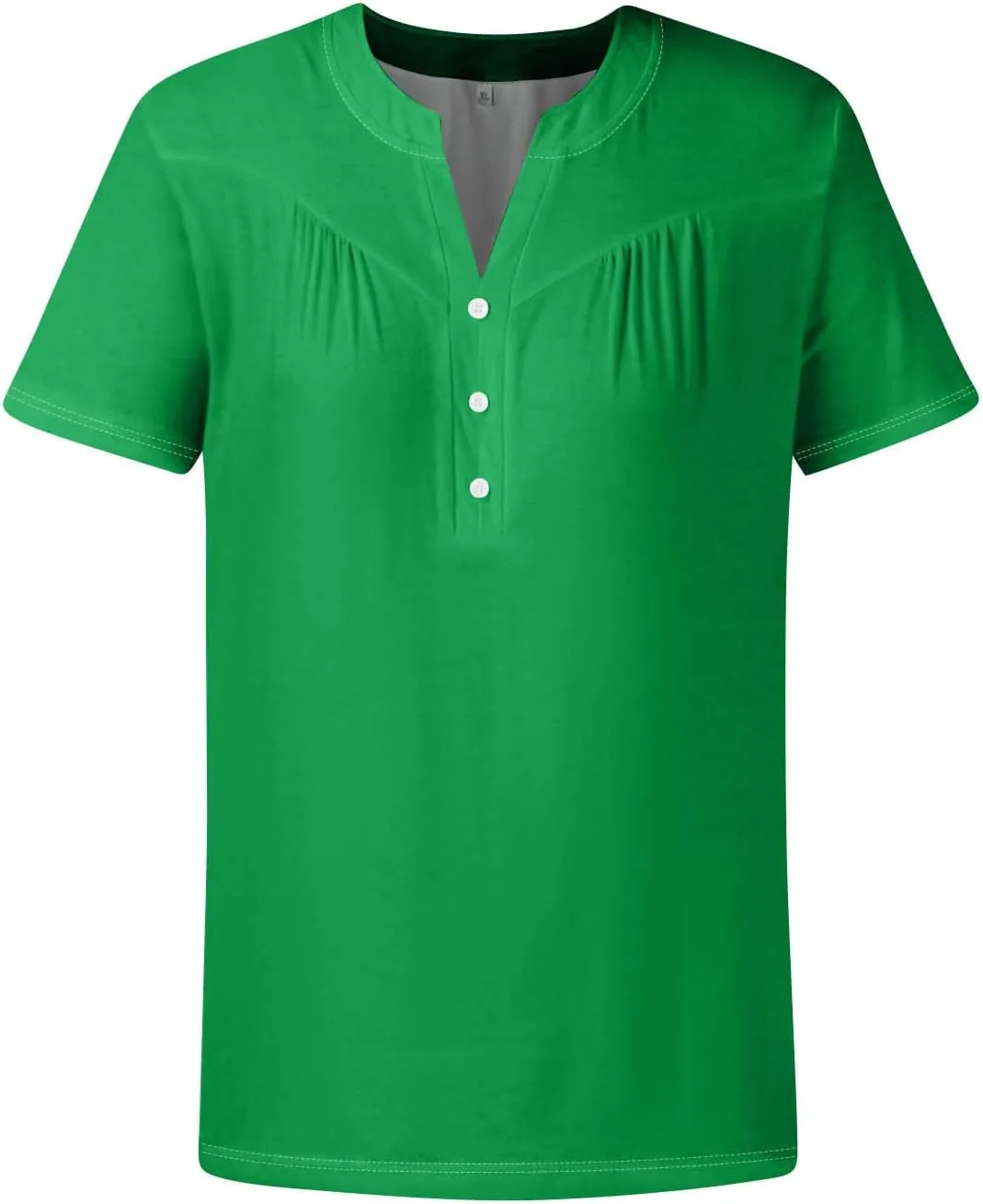 Womens Short Sleeve Henley Shirts Summer Womens Blouses Dressy Casual Pleated V Neck Curved Hem Tunic With Leggings
